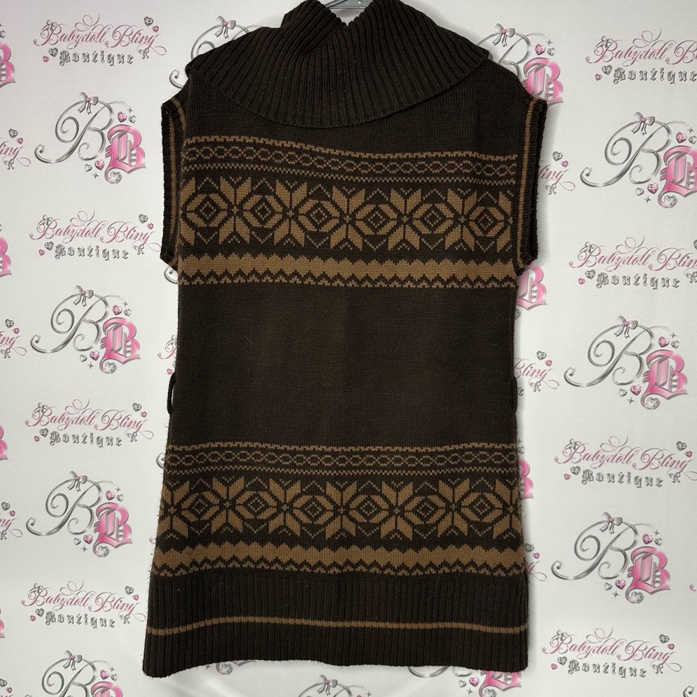 Midtown Dress knitted Brown Patterned Sweater turtleneck dress sparkly knit